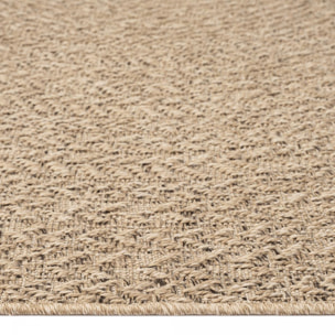 Tapis extérieur intérieur REZY aspect jute motif rond  ton sur ton
