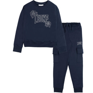 Chándal de invierno para niña Leone 1947 Nature, cuello redondo y pantalón cargo