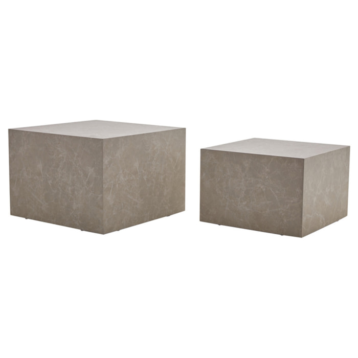 Fabio - lot de 2 tables basses - marbre gris - Gris