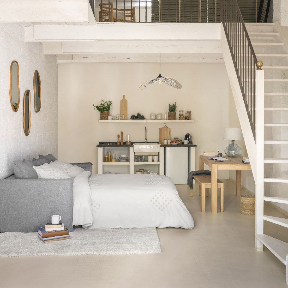 Parure de lit en coton lavé tufté - ivoire 260x240 cm