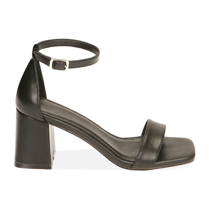 Sandalias negras, tacón de 7 cm