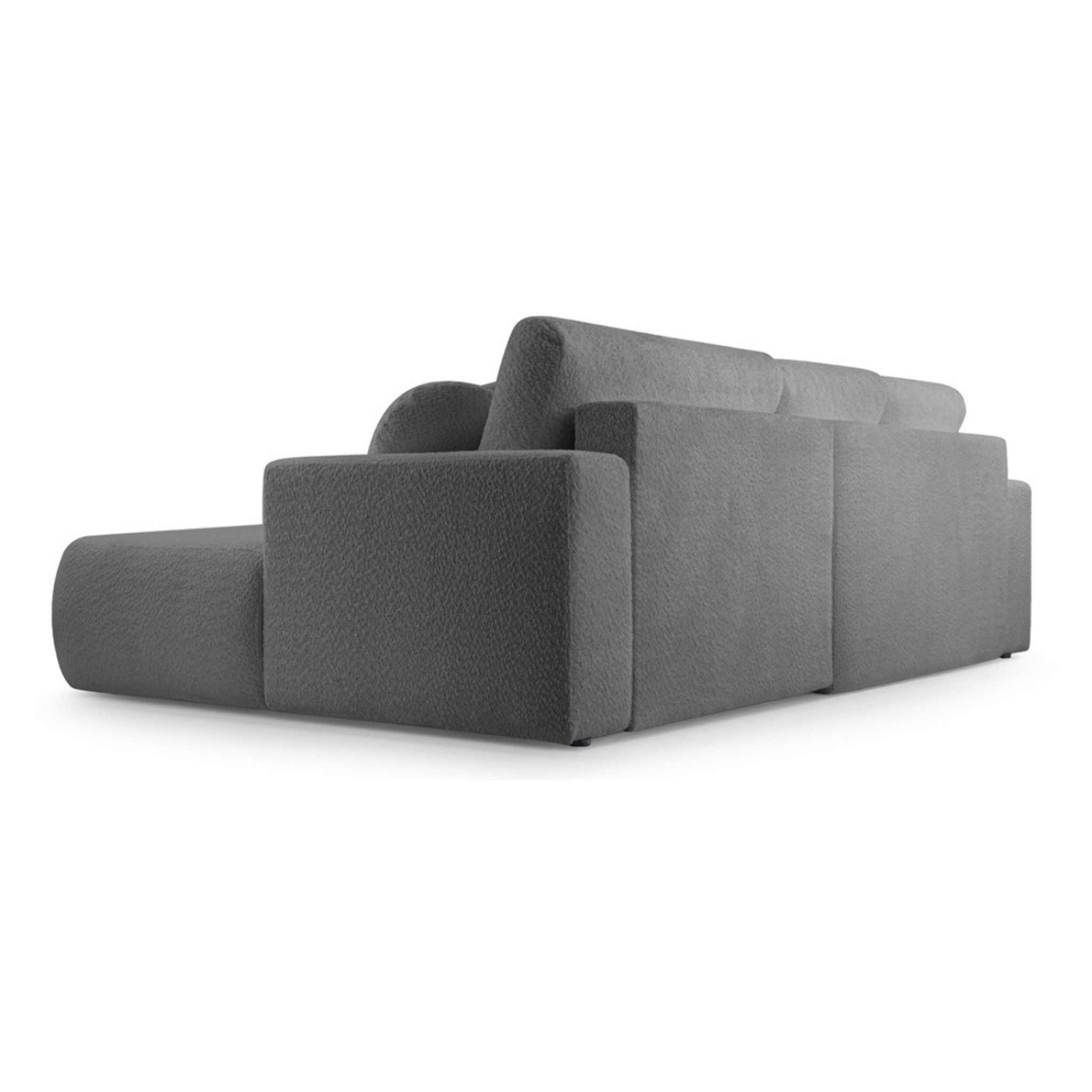 Candela - canapé d'angle droit 4 places - convertible avec coffre - en tissu bouclette - Gris foncé