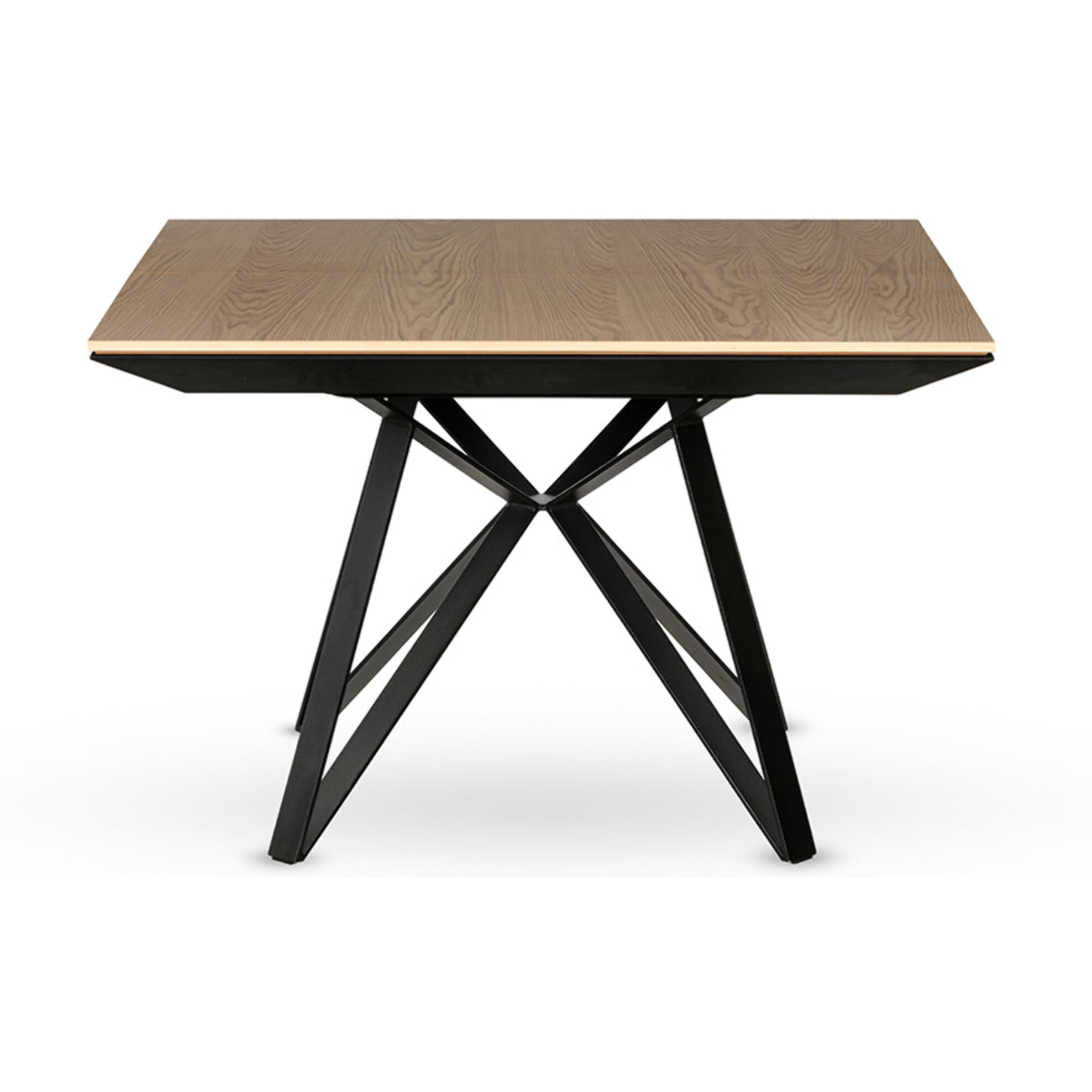 Belize - table à manger carrée extensible - effet bois et métal - 4 à 8 personnes - Noir / Bois