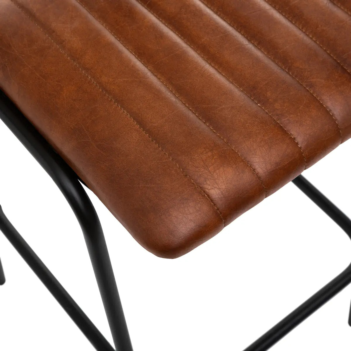 Chaise de bar "Dario" cognac - métal & cuir