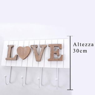 Appendino Con Scritta ''Love''. Altezza 19 Cm - Pezzi 2 - 19X30X4cm - Colore: Marrone - Bianchi Dino - Decori Casa E Complementi