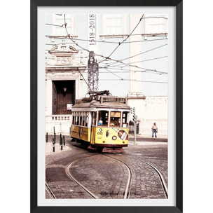 Affiche welcometoportugal tram24 Affiche + cadre en bois - Noir