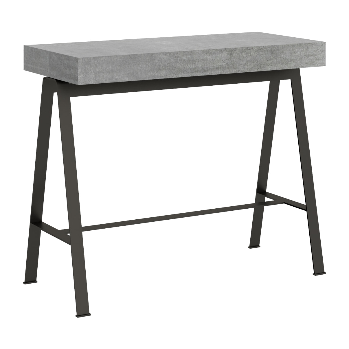 Console extensible 90x40/300 cm Banco Gris Béton cadre Anthracite