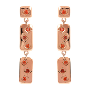 Orecchini Pendenti Étoile con Elementi Rettangolari e Punti Luce in Cubic Zirconia Arancioni