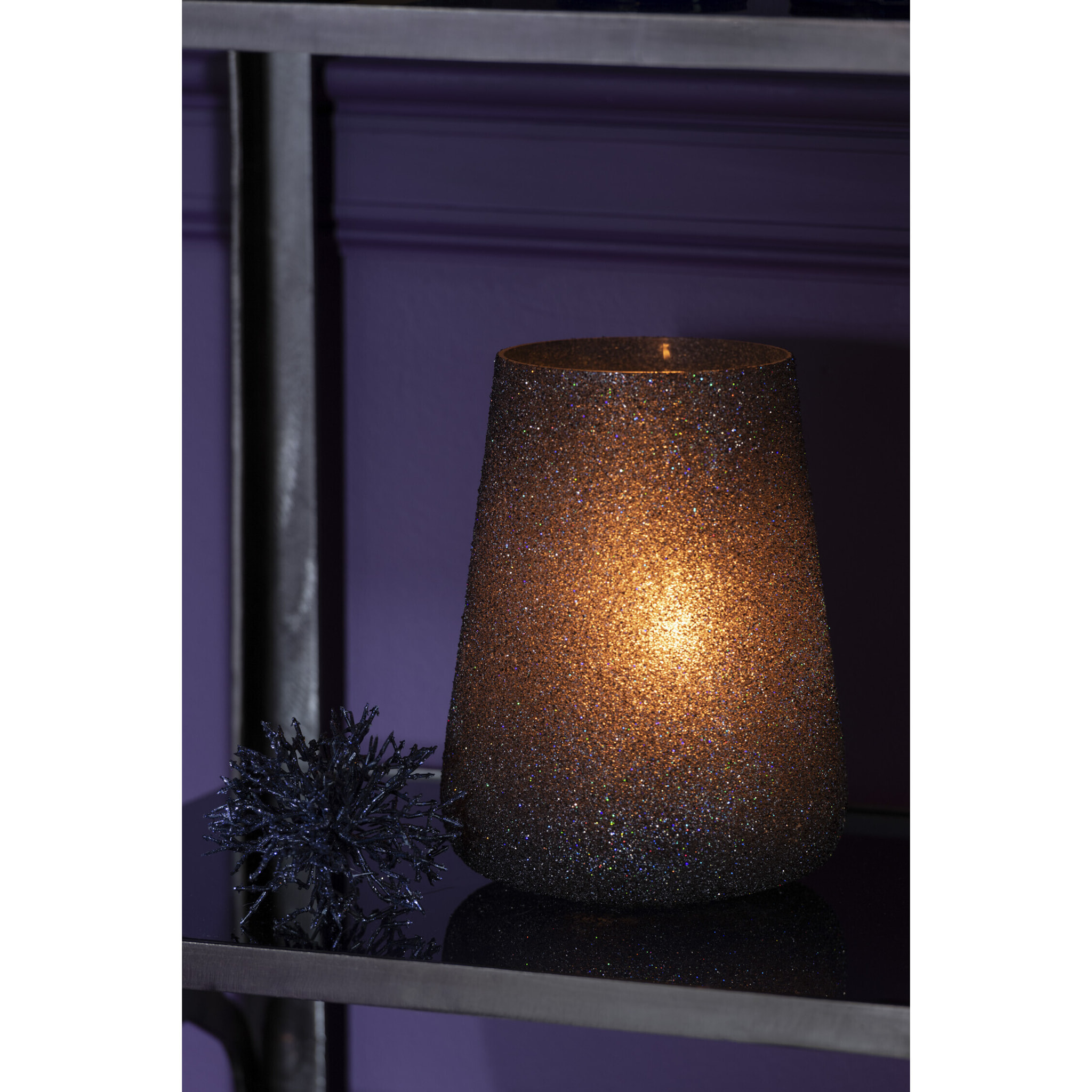 J-Line photophore Paillettes - verre - mauve - large