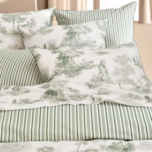 Housse de couette percale de coton imprimé vert Poesie verde