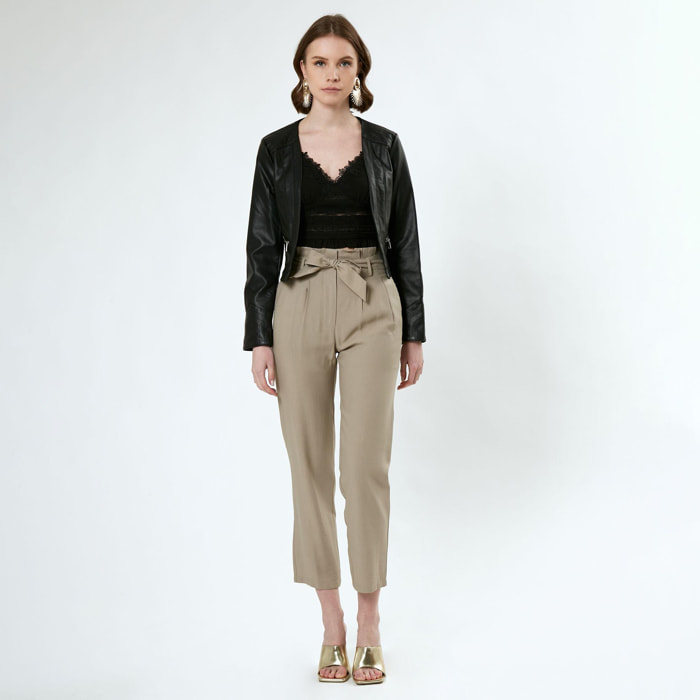 BIKER CROPPED IN ECOPELLE CON ZIP