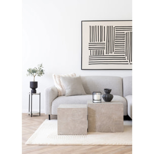 Tavolino d'Appoggio Leuven Effetto Travertino con Gambe Nere — Ø27×46 cm