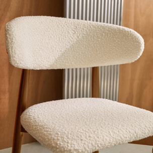 Chaise bois d'hévéa et tissu bouclette (lot de 2)  PAOLA