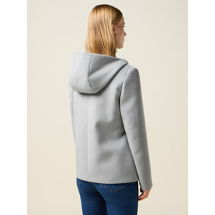 Oltre - Cappotto corto con cappuccio e zip - Grigio