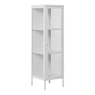 Vetrina Brisbane Slim con 1 anta in vetro, acciaio bianco 40×35×140 cm