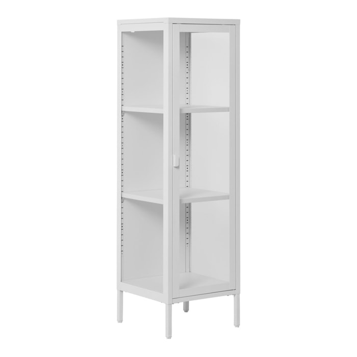 Vetrina Brisbane Slim con 1 anta in vetro, acciaio bianco 40×35×140 cm