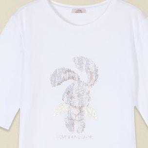 Oltre - T-shirt in jersey con applicazioni - Bianco