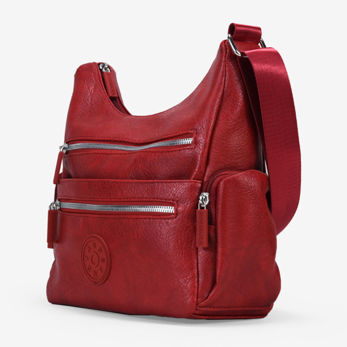 Bolso bandolera rojo con cremalleras