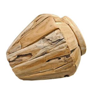 Vase décoratif bois de teck massif H. 39 cm artisanale - VIENNE