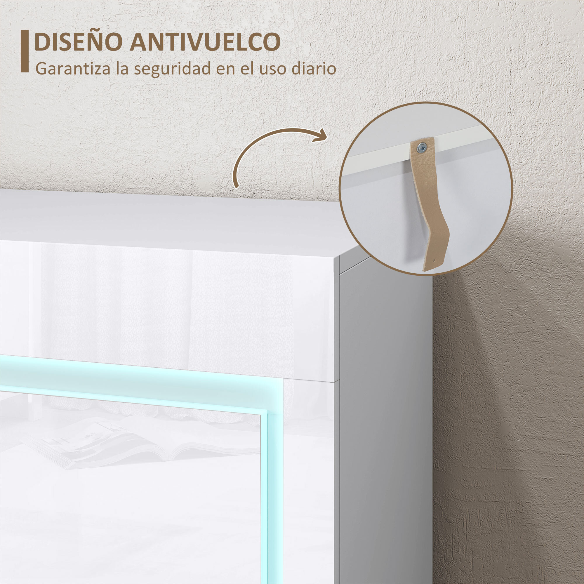 Aparador con Luces LED Aparador de Salón con 4 Cajones Cierre Suave Estantes Ajustables y Mando a Distancia Mueble Aparador de Dormitorio 120x34x80 cm Blanco Brillo