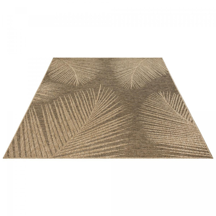 Tapis extérieur intérieur NOLIM aspect jute motif feuilles