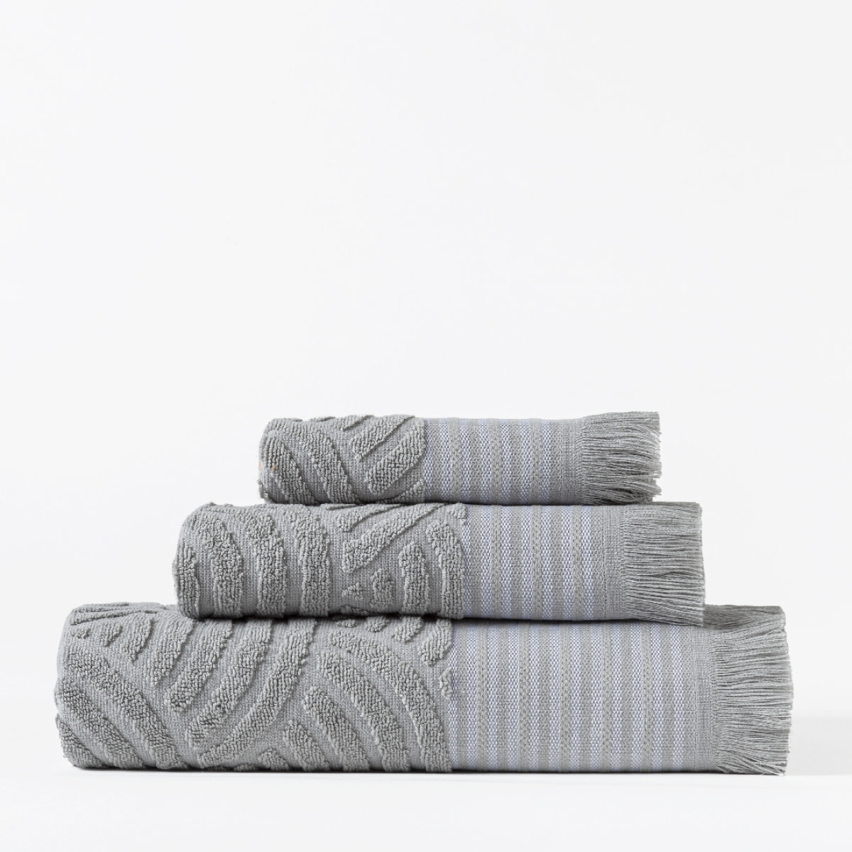 JUEGO TOALLAS 3 PIEZAS MARBELLA GRIS