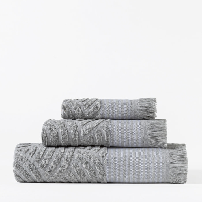 JUEGO TOALLAS 3 PIEZAS MARBELLA GRIS