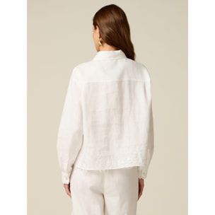 Oltre - Camisa de lino con encaje - Blanco