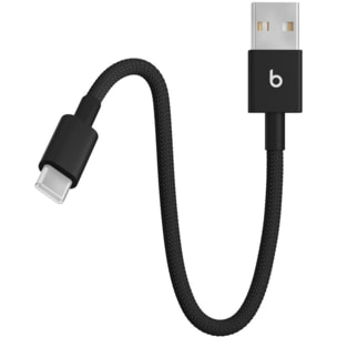 Câble de charge BEATS tissé court USB-A vers USB-C  20 cm Noir