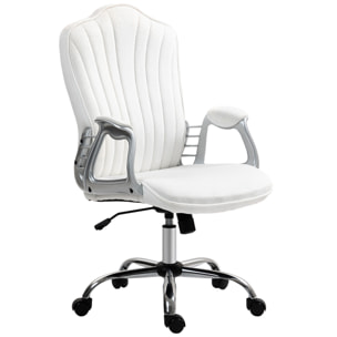 Silla de Oficina Silla de Escritorio Giratoria con Altura Ajustable Reposabrazos Respaldo Curvado Función de Basculante Blanco