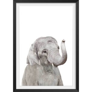 Affiche enfant bébé élephant  Affiche + cadre en bois - Noir
