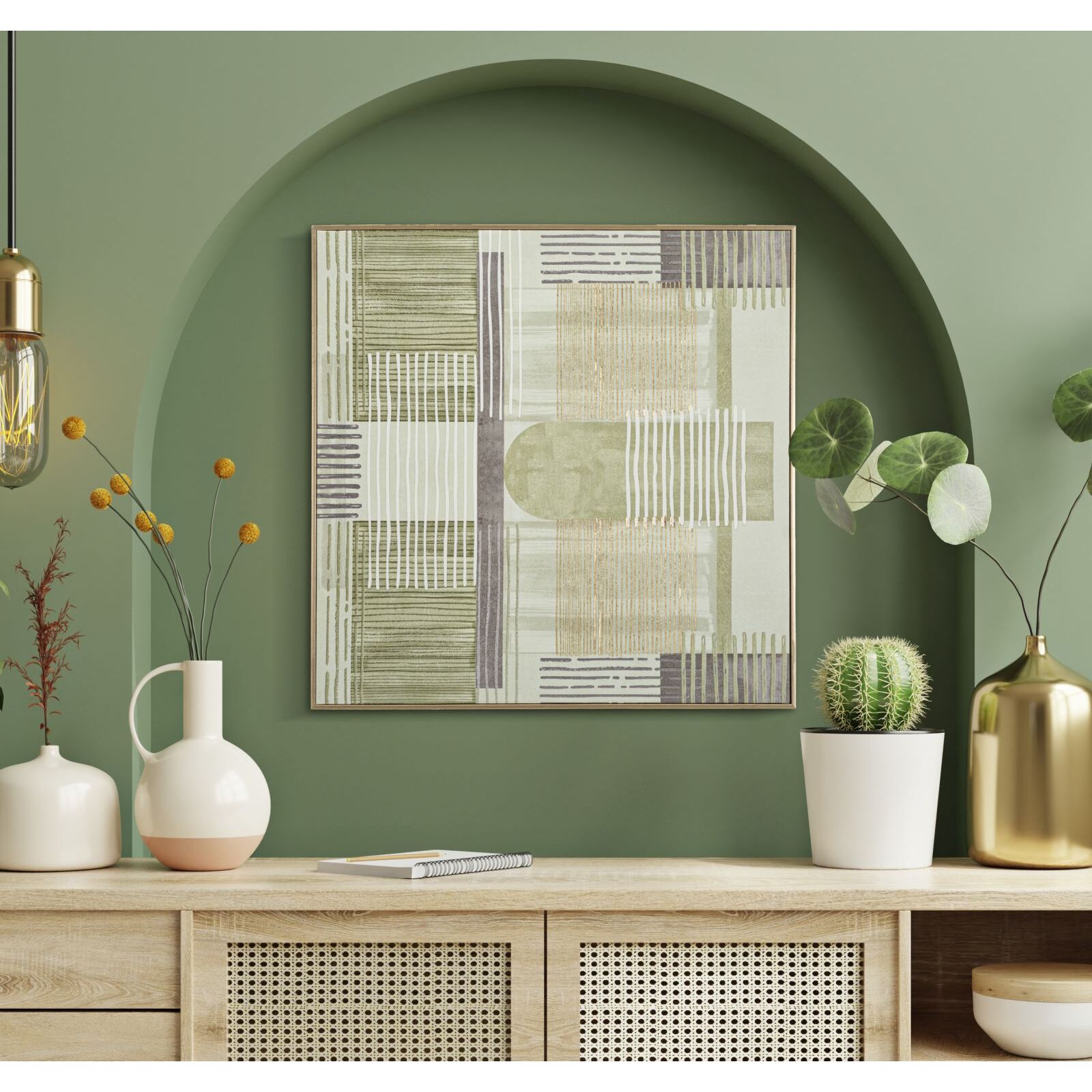 STAMPA DIPINTA SU TELA LIGNES C/CORNICE -A- CM 60X3X60