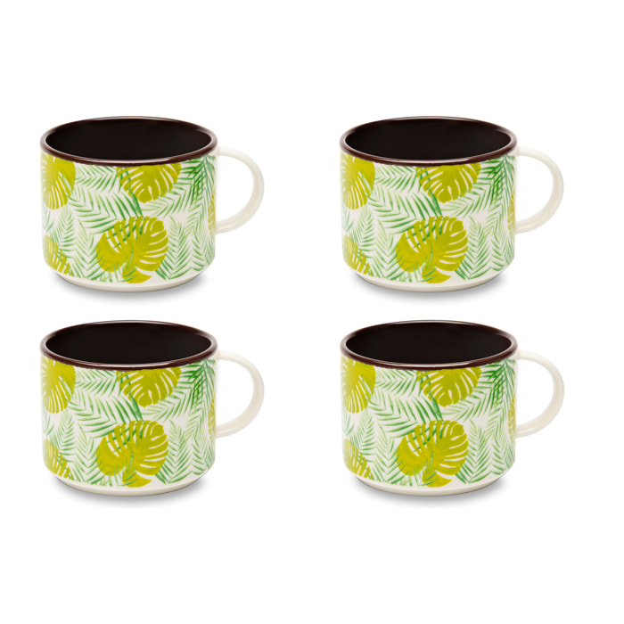 Set 4 Tazze Jumbo Excelsa – Foliage, New Bone China Multicolore