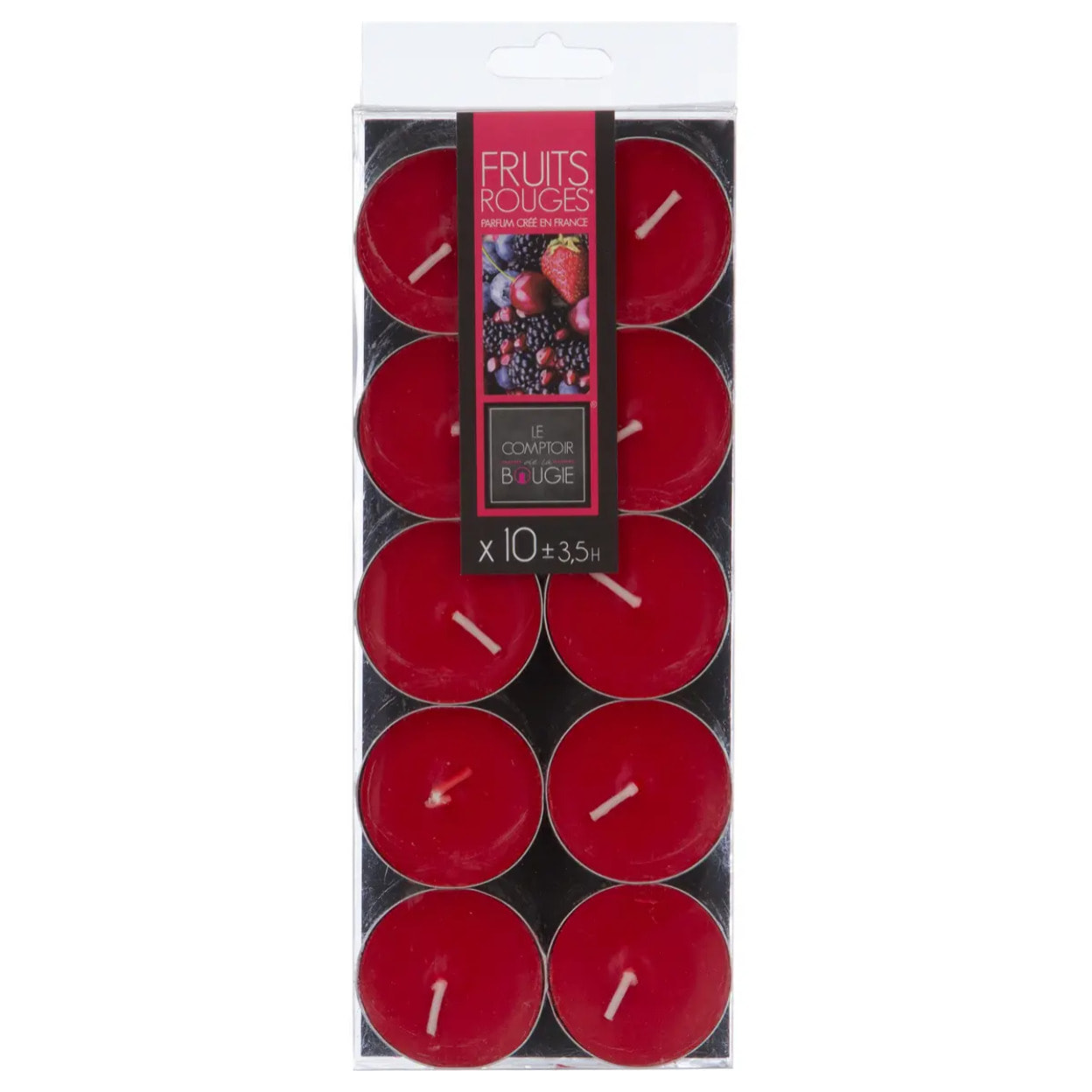 Lot de 10 bougies parfumées - fruits rouges - 150g