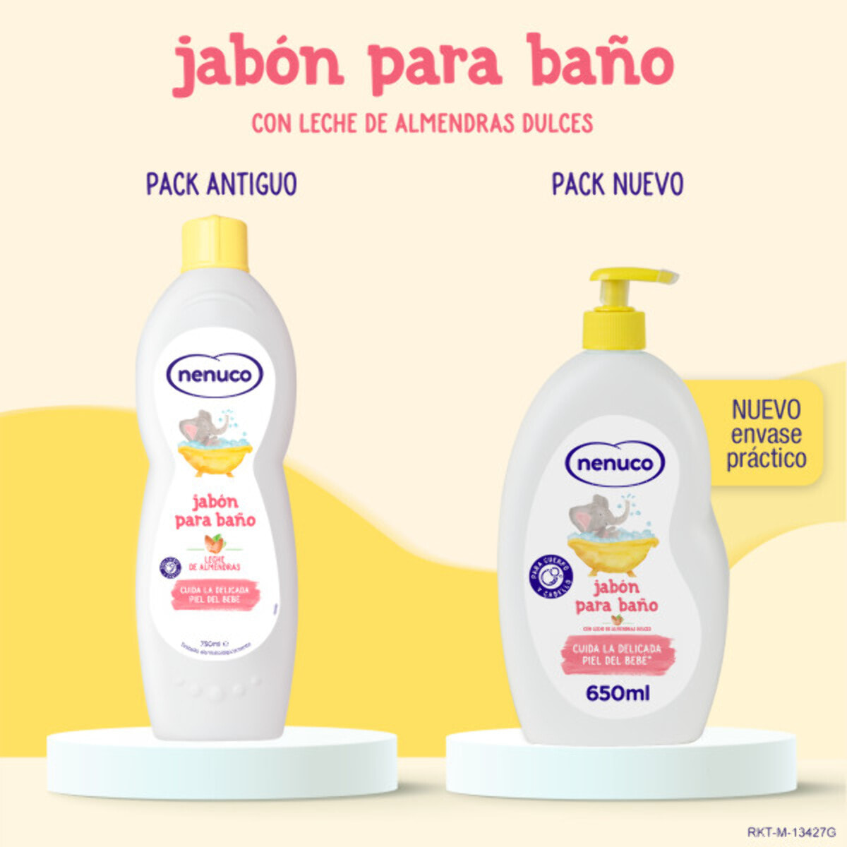 Nenuco Jabón para Baño, con Leche de Almendras Dulces, para Cuerpo y Cabello, Pack 2x650 ml