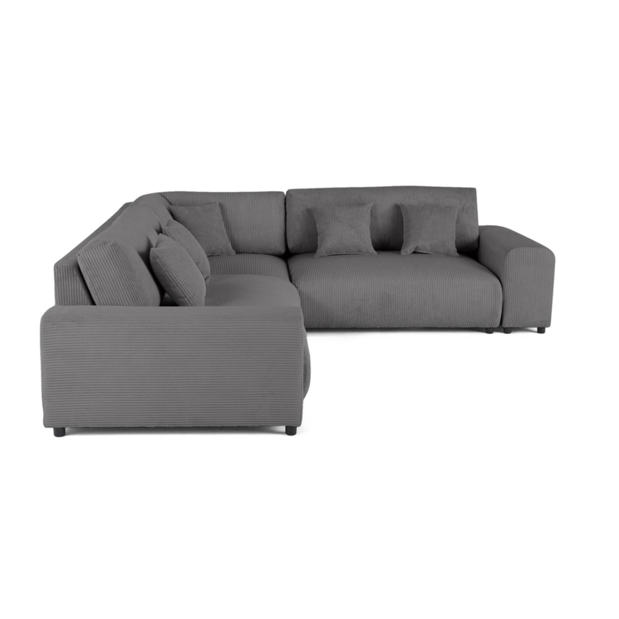 Garance - canapé modulable d'angle droit - 5 places - en velours côtelé - Gris foncé