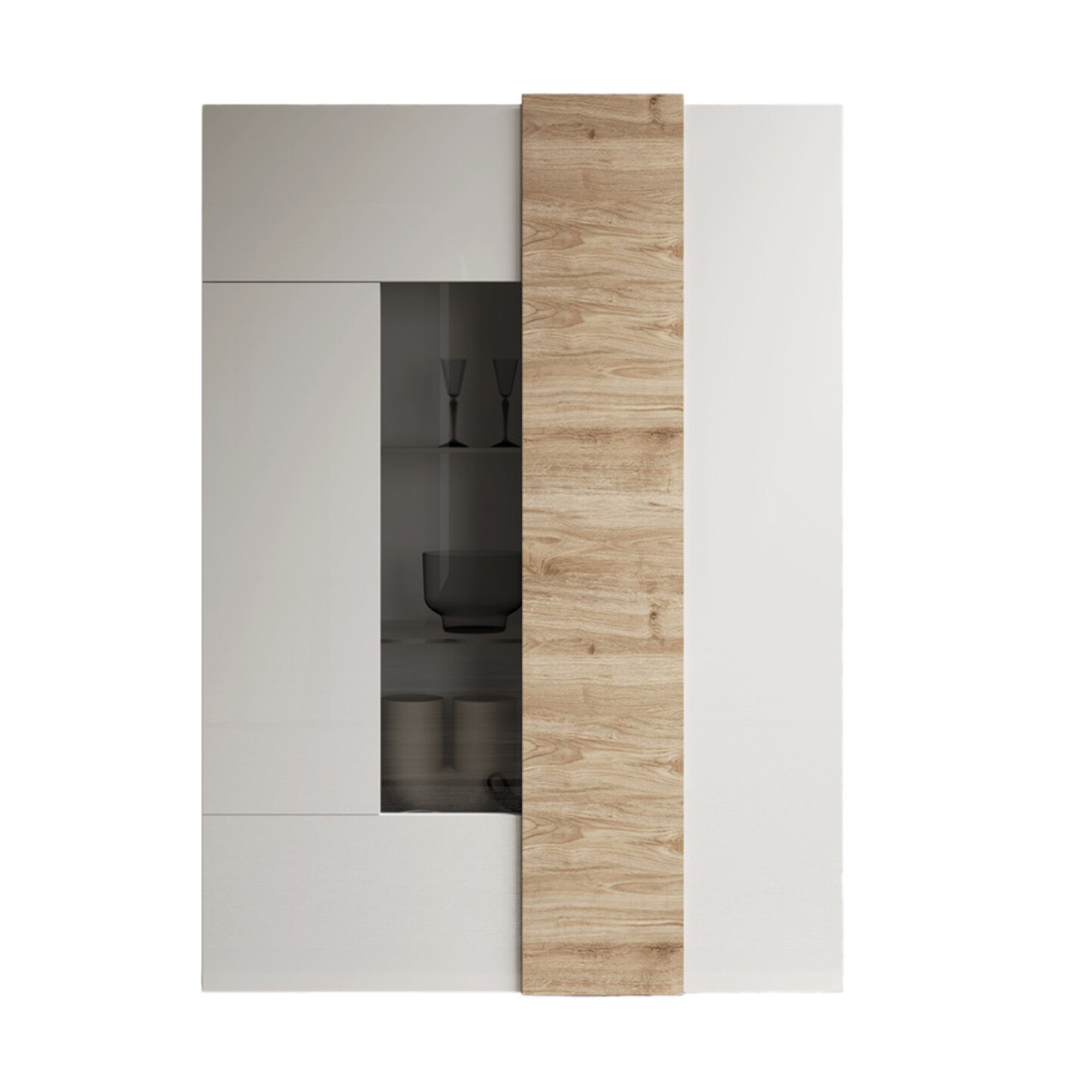 Leon - vitrine - 2 portes - 121x168 cm - Bois / Blanc