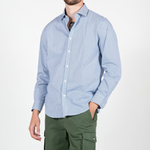 Camicia righe collo francese Polo Club St Martin Blu