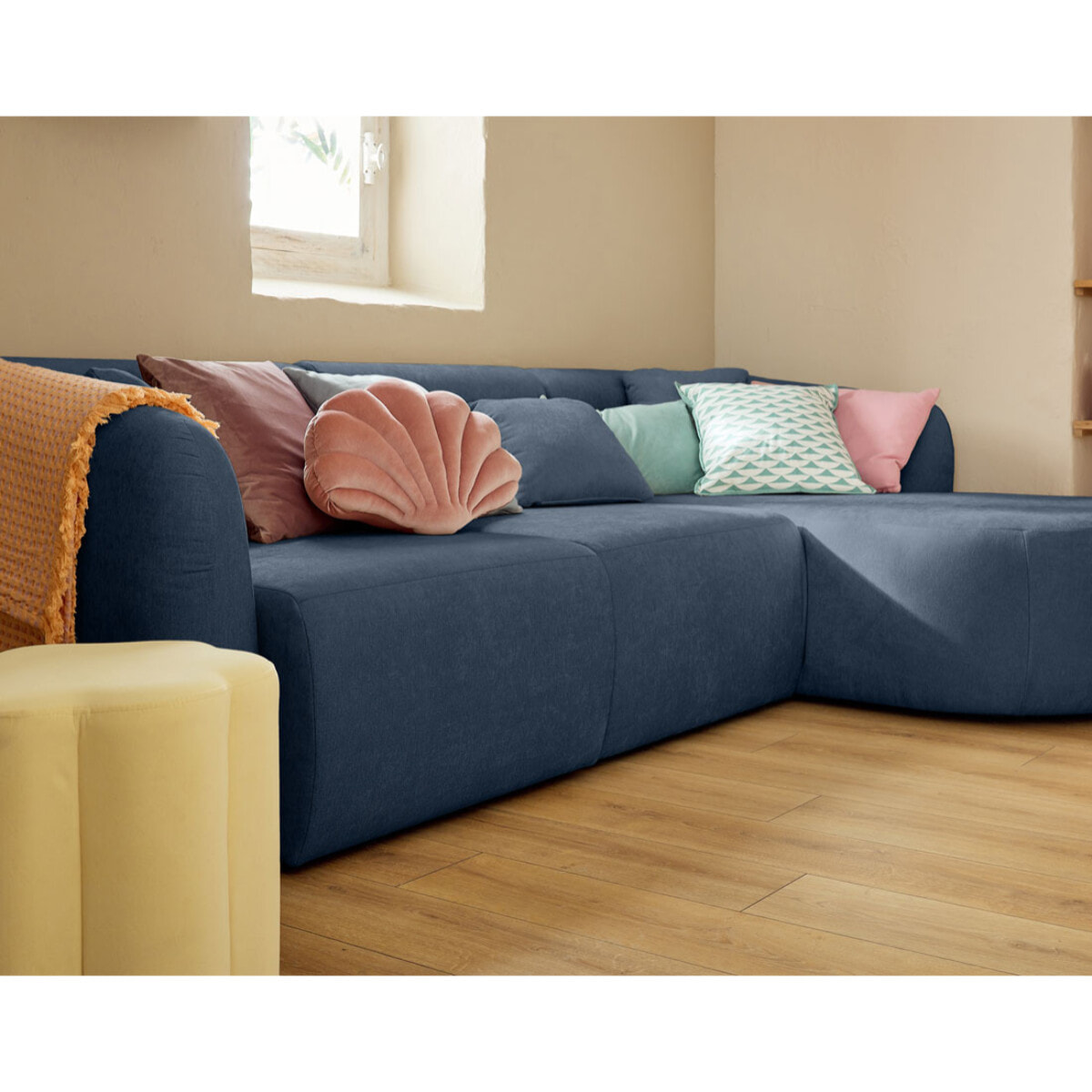 Ikare - module d'assise méridienne droit - en tissu - Bleu
