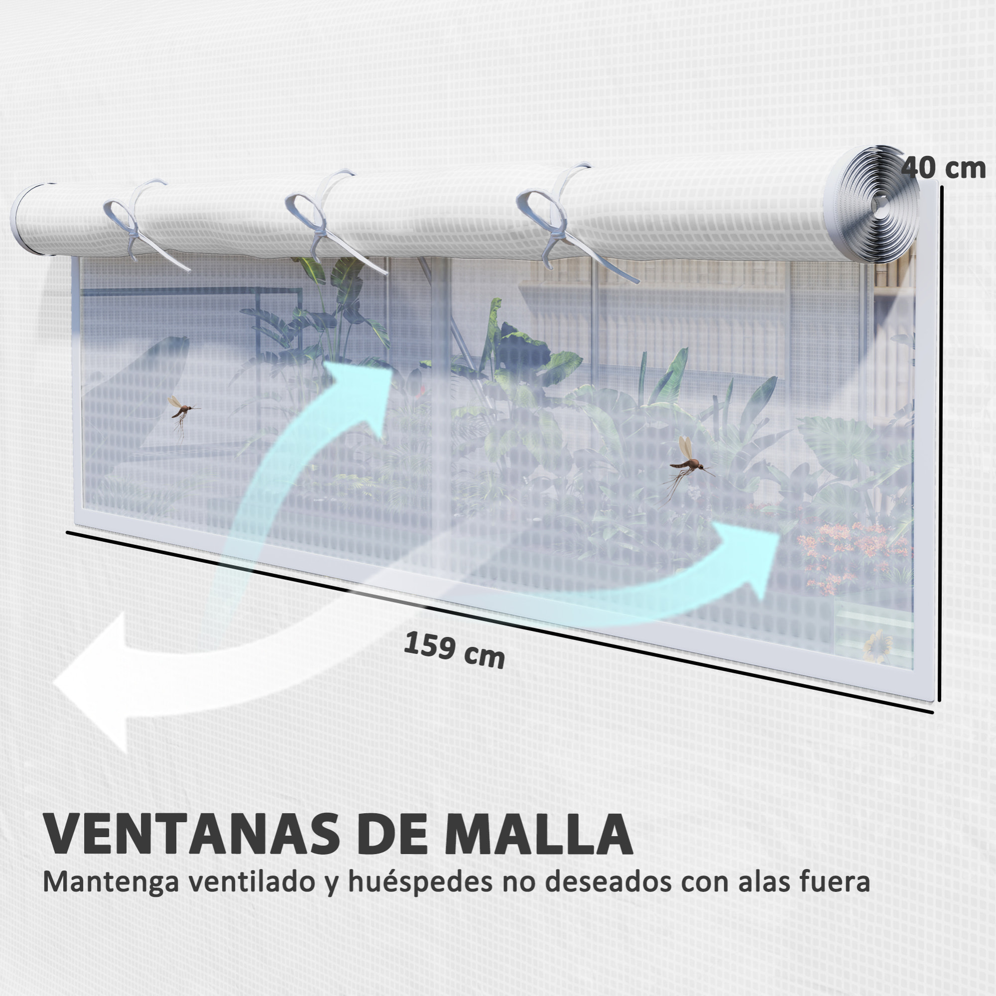 Invernadero de Exterior 6x3x2 m Invernadero de Túnel con 6 Ventanas de Malla Cubierta de PE Anti-UV y 3 Puertas Enrollables con Cremallera Invernadero para Jardín Patio Blanco