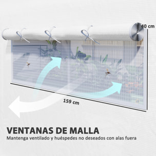 Invernadero de Exterior 6x3x2 m Invernadero de Túnel con 6 Ventanas de Malla Cubierta de PE Anti-UV y 3 Puertas Enrollables con Cremallera Invernadero para Jardín Patio Blanco