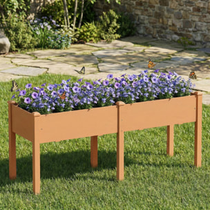 Huerto Urbano Elevado de Madera, Mesa de Cultivo con Patas, 6 Orificios de Drenaje, para Cultivo, Plantas, Flores y Verduras, 184x59x76,5 cm, Marrón
