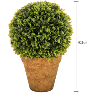 Sfera Bossolo/Buxus Con Vaso. Altezza 23 Cm - Pezzi 2 - 17X23X17cm - Colore: Verde - Bianchi Dino - Piante Artificiali