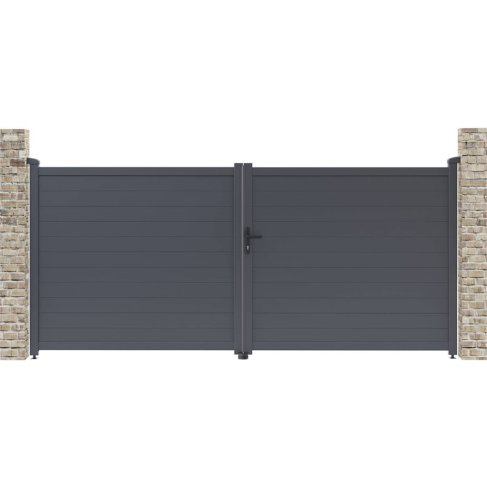 Portail aluminium "Marc" - 349.5 x 155.9 cm - Gris