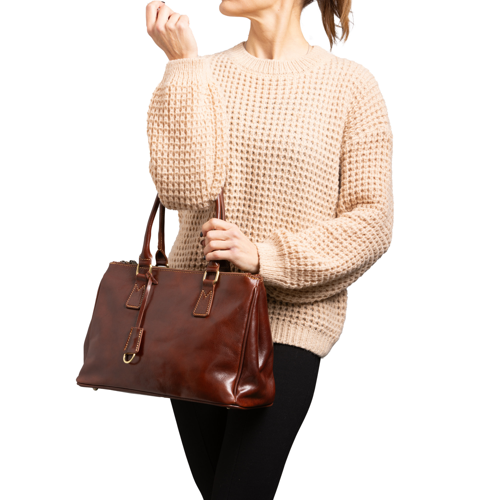 Borsa a tracolla  da donna In Vera pelle Made in Italy 35x23x16 cm