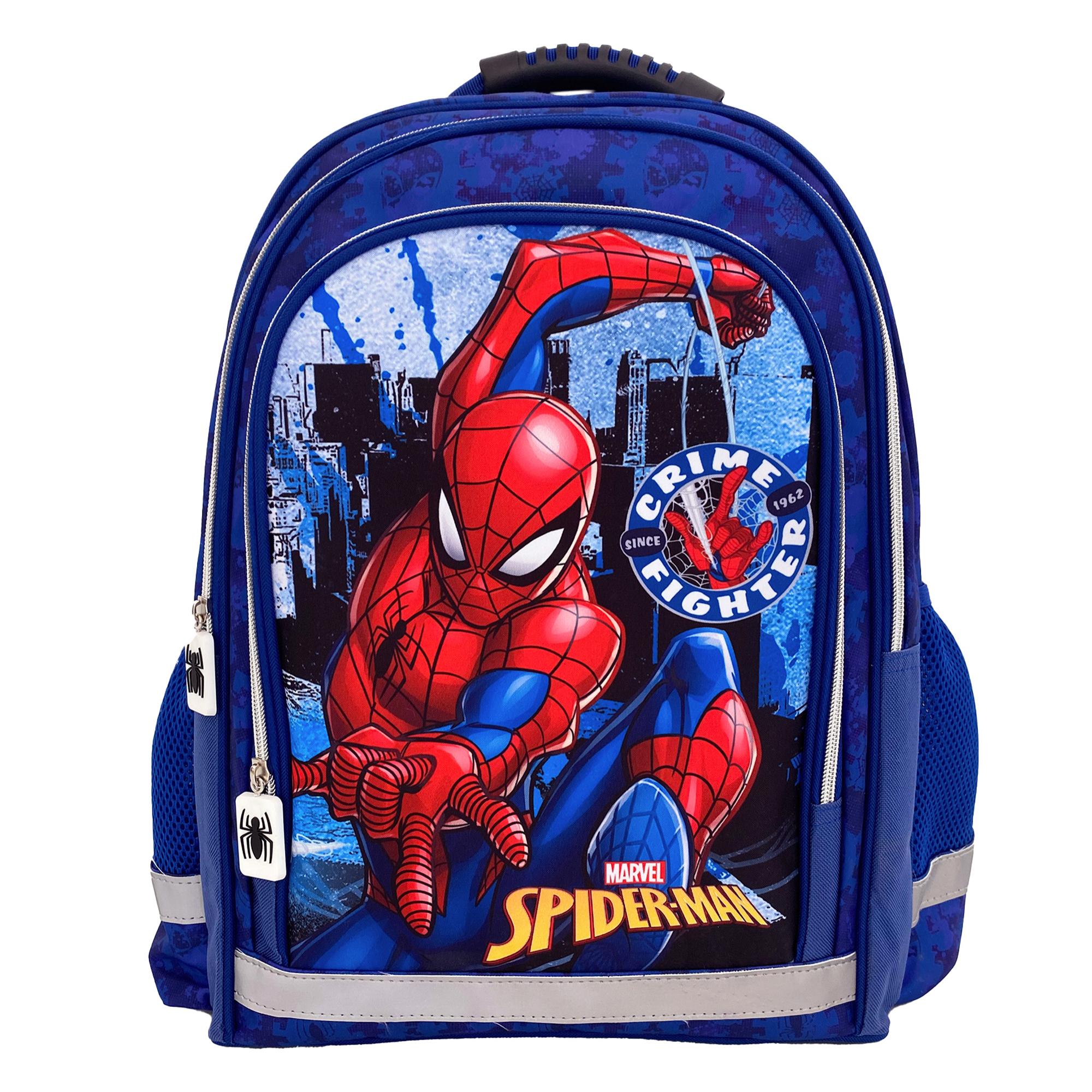 Spiderman mochila primaria doble compartimento, de gran capacidad y adaptable a carro.