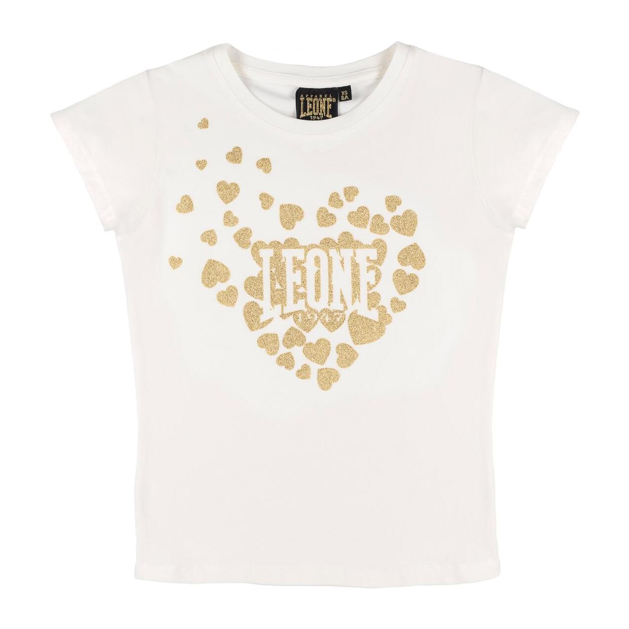 Camiseta de manga corta con estampado de purpurina dorada Leone 1947 para niña