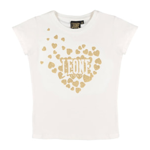 Camiseta de manga corta con estampado de purpurina dorada Leone 1947 para niña