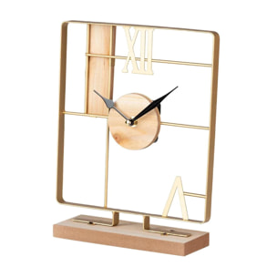 Reloj Sobremesa Metal Madera 23x7x28,5 Cm