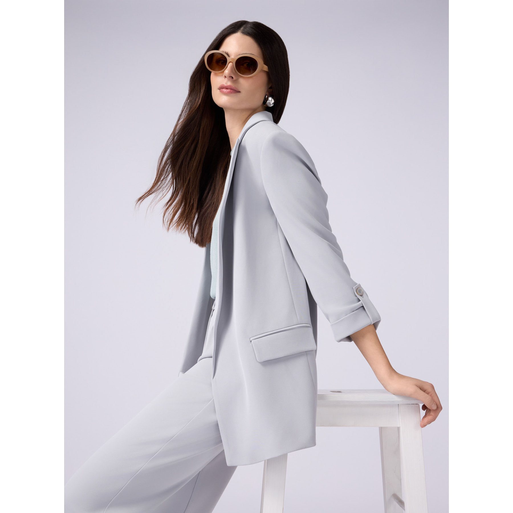 Oltre - Open blazer in fluid fabric - Gris